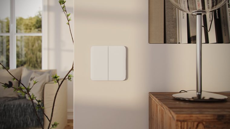 Ajax LightSwitch on a wall in a living room